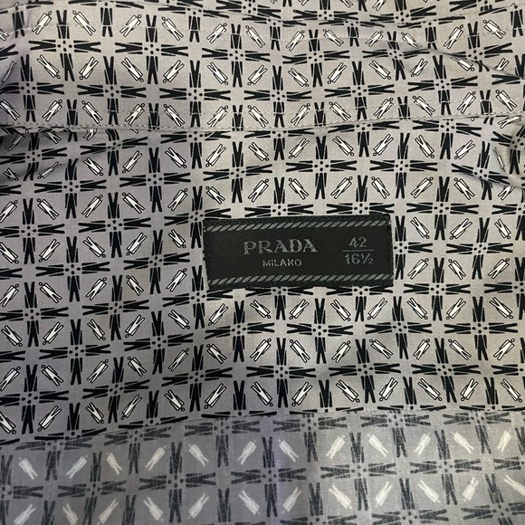 Prada Mens Camicia Cotton Shirt Sz 16.5/L - Picture 11 of 12
